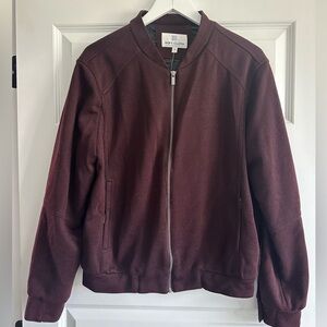 Soft Cloth Men's Wool Blend Knit Bomber Jacket in Burgundy